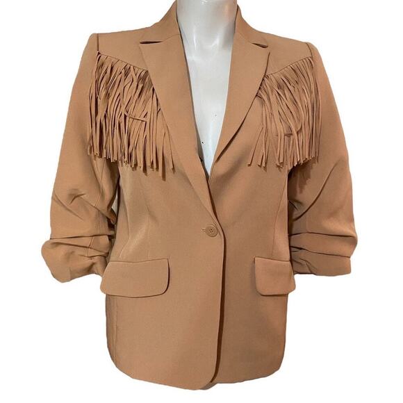 Venus Western Look Fringe Suiting Blazer in Camel Size 14 - Picture 2 of 8